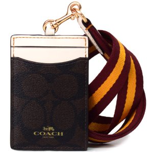 画像1: 【COACH】コーチ コーティングキャンバス レザー シグネチャー ID ランヤード 首かけ カードケース ブラウン×チャークマルチ（日本未発売）