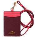 【COACH】コーチ クロスグレインレザー ID ランヤード カラーブロック 首かけ カードケース ウォーターメロン×ワイン（日本未発売）