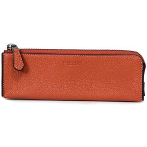 画像1: 【COACH】コーチ ぺブルレザー オーガニゼーション ケース ポーチ ペンケース サンセット（日本未発売）