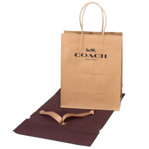 画像1: 【COACH】コーチ 純正紙袋 リボン付き 巾着布袋 セット プレゼントキット ギフトキット ギフトセット ラッピングセット ブラウン（送料無料）