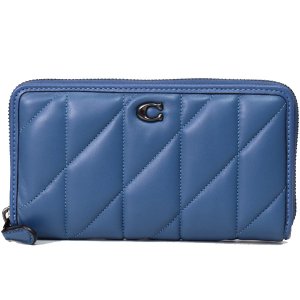 画像1: 【COACH】コーチ ナッパレザー ピロー キルティング ロゴ アコーディオン ジップ ウォレット 長財布 ウォッシュドシャンブレー（日本未発売）