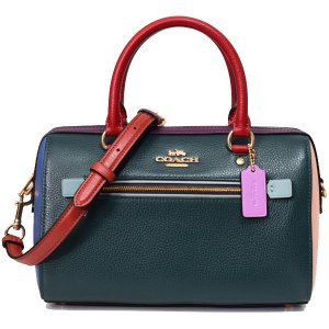 画像1: 【COACH】コーチ レザー ローワン サッチェル カラーブロック 2WAY ボストン ショルダー ハンドバッグ フォレストマルチ〔日本未発売〕