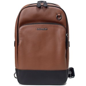 画像1: 【COACH】コーチ メンズ スムースカーフレザー グラハム パック ロゴ ワンショルダー バックパック ボディバッグ サドル〔日本未発売〕