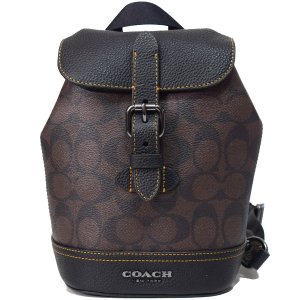 画像1: 【COACH】コーチ コーティングキャンバス レザー シグネチャー ハドソン パック ロゴ ワンショルダー バックパック ボディバッグ マホガニー×ブラック〔日本未発売〕