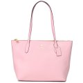 【COACH】コーチ クロスグレインレザー ロゴ ジップ トップ トートバッグ パウダーピンク（日本未発売）
