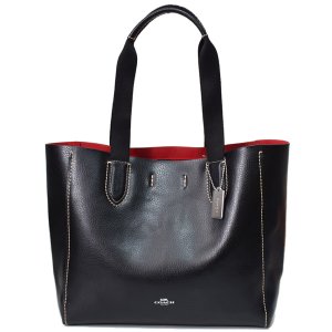 画像1: 【COACH】コーチ ぺブルレザー ダービー トート ショルダーバッグ ブラック（日本未発売）