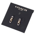 【COACH】コーチ プレーテッドブラス リンクド シグネチャー ラインストーン スタッド ピアス イアリング シルバー×ゴールド〔日本未発売〕