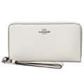 【COACH】コーチ クロスグレインレザー ロゴ リストレット ロング ジップ  アラウンド 長財布 ライトセージ（日本未発売）