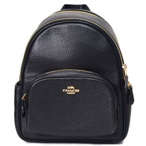 画像1: 【COACH】コーチ ぺブルレザー ミニ コート ダブルジップ ロゴ バックパック リュックサック ブラック〔日本未発売〕