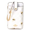 【COACH】コーチ シグネチャー ハニービー 蜂 フォン クロスボディ ポーチ 斜めがけ スマホショルダー チェーン ショルダーバッグ チャーク×グレイシャーホワイトマルチ（日本未発売）