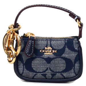 画像1: 【COACH】コーチ シャンブレー レザー シグネチャー ミニ ノリータバッグ ミニ ポーチ 小物入れ キーホルダー バッグチャーム デニムマルチ（日本未発売）