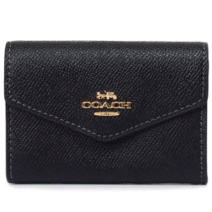 画像1: 【COACH】コーチ レザー ロゴ フラップ カードケース カードポーチ 名刺入れ 定期入れ ビジネスカード コインケース ブラック（日本未発売）