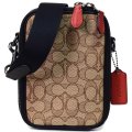 【COACH】コーチ メンズ ジャガード レザー シグネチャー スタントン 2WAY クロスボディ 斜め掛け ショルダー バッグ カーキ×ブラックマルチ〔日本未発売〕