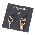 【COACH】コーチ プレーテッドブラス ロゴ パッド ロック 南京錠 キー ピアス イアリング ゴールド×シルバー〔日本未発売〕