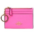【COACH】コーチ クロスグレインレザー ロゴ キーリング付き ミニ スキニー IDケース コインケース ペチュニア（日本未発売）