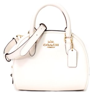 画像1: 【COACH】コーチ クロスグレインレザー ミニ ドーム サッチェル 2Way ショルダー ハンドバッグ チャーク（日本未発売）