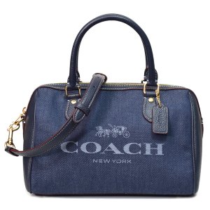 画像1: 【COACH】コーチ デニム レザー ローワン サッチェル ロゴ 2WAY 斜め掛け ボストン ショルダー ハンドバッグ デニムマルチ〔日本未発売〕