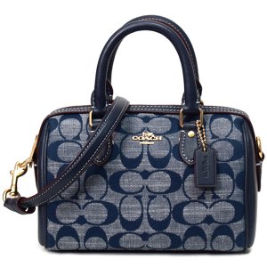 画像1: 【COACH】コーチ シャンブレー レザー シグネチャー ミニ ローワン サッチェル 2WAY ボストンバッグ デニムマルチ〔日本未発売〕