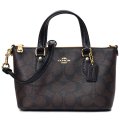 【COACH】コーチ コーティングキャンバス レザー シグネチャー ミニ ギャラリー 2WAY クロスボディ ショルダー ハンドバッグ ブラウン×ブラック（日本未発売）