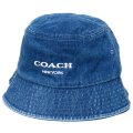 【COACH】コーチ デニム コットン シグネチャー ロゴ バケットハット バケハ サファリハット 帽子 デニム〔日本未発売〕