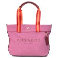 【COACH】コーチ キャンバス レザー スモール トート ロゴ トートバッグ ライトラズベリーマルチ〔日本未発売〕