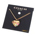 【COACH】コーチ プレーテッドブラス エナメル レインボー ハート ロゴ ロケット ペンダント ネックレス ゴールドマルチ〔日本未発売〕