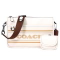 【COACH】コーチ レザー ハリテージ コンバーチブル ロゴ ストライプ コインケース付き 2way クロスボディ クラッチ ショルダーバッグ チャームマルチ（日本未発売）