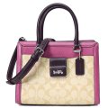 【COACH】コーチ レザー シグネチャー グレース キャリー オール ロゴ 2way 斜め掛け ショルダー ハンドバッグ ラズベリーマルチ（日本未発売）