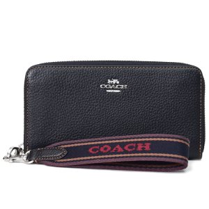 画像1: 【COACH】コーチ ぺブルレザー リストレット ロゴ ロング ジップ  アラウンド 長財布 ブラックマルチ（日本未発売）