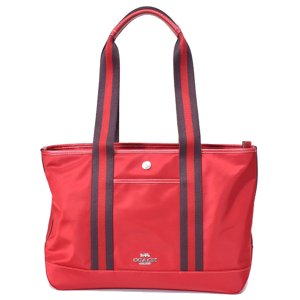 画像1: 【COACH】コーチ エリス トート ロゴ ナイロン キャンバス レザー トート バッグ レッド〔日本未発売〕