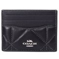【COACH】コーチ レザー ダイヤモンド キルティング ロゴ スリム ID パスケース カードケース  定期入れ 名刺入れ ブラック×バッドランズ（日本未発売）