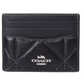 【COACH】コーチ レザー ダイヤモンド キルティング ロゴ スリム ID パスケース カードケース  定期入れ 名刺入れ ブラック×バッドランズ（日本未発売）