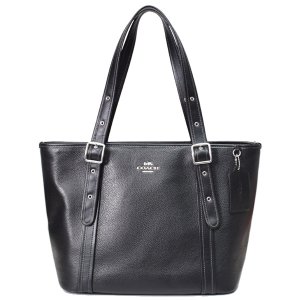 画像1: 【COACH】コーチ ぺブルレザー アシュトン ロゴ ジップ トップ トートバッグ ブラック（日本未発売）