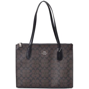 画像1: 【COACH】コーチ コーティングキャンバス レザー シグネチャー ニーナ キャリーオール トートバッグ ブラウンブラック〔日本未発売〕