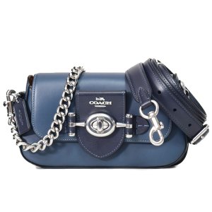 画像1: 【COACH】コーチ レザー ブリー フラップ チェーン ターンロック クロスボディ 3WAY クラッチ ショルダー ハンドバッグ デニム×ミッドナイトネイビー（日本未発売）