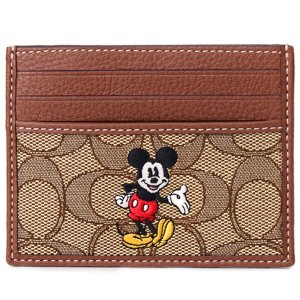 画像1: 【COACH】コーチ ディズニー ミッキー コラボ ジャガード レザー シグネチャー スリム ID パスケース カードケース 定期入れ 名刺入れ カーキマルチ（日本未発売）