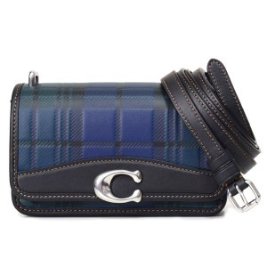 画像1: 【COACH】コーチ レザー チェック柄 型押し バンディット プラッド プリント フラップ クロスボディ 斜めがけ ショルダーバッグ グリーンマルチ（日本未発売）