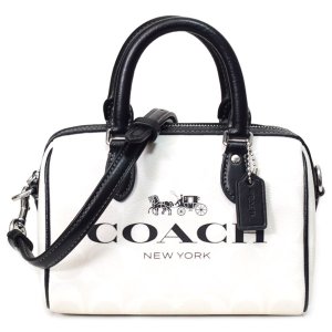 画像1: 【COACH】コーチ コーティングキャンバス レザー シグネチャー ミニ ローワン ロゴ サッチェル 2WAY ボストンバッグ チャークマルチ〔日本未発売〕