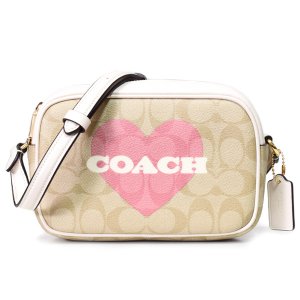 画像1: 【COACH】コーチ コーティングキャンバス レザー シグネチャー ハート ジェイミー ミニ カメラバッグ クロスボディー ショルダーバッグ ライトカーキチャークマルチ（日本未発売）