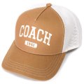 【COACH】コーチ シグネチャー コットン メッシュ キャップ ロゴ エンブロイダード トラッカー ハット 帽子 ライトサドル〔日本未発売〕