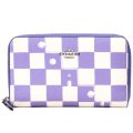 【COACH】コーチ コーティングキャンバス レザー チェッカーボード プリント ロゴ ミディアム ID ジップ ウォレット 財布 ライトバイオレット×チャーク（日本未発売）