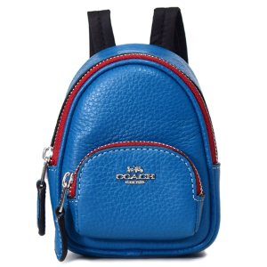 画像1: 【COACH】コーチ ペブルレザー リュックサック モチーフ ミニ ポーチ 小物入れ キーホルダー バッグチャーム ブルージェイ（日本未発売）