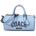 【COACH】コーチ ぺブルレザー バーシティ ロゴ レーシー 筒型 クロスボディ 2WAY 斜め掛け ショルダー ハンドバッグ コーンフラワー（日本未発売）