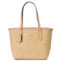 【COACH】コーチ ストロー スムースレザー かごバッグ ロゴ ミニ シティ トートバッグ ラテマルチ〔日本未発売