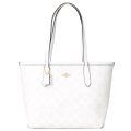 【COACH】コーチ コーティングキャンバス レザー シグネチャー ミニ シティ トートバッグ チャーク×グレイシャーホワイト〔日本未発売〕