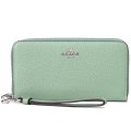 【COACH】コーチ ぺブルレザー ロゴ リストレット ロング ジップ アラウンド 長財布 ソフトグリーン（日本未発売）