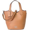 【COACH】コーチ ぺブルレザー ハンナ バケット ロゴ バケツ型 2way クロスボディ 斜め掛け ショルダー ハンドバッグ ライトサドル（日本未発売）
