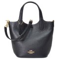 【COACH】コーチ ぺブルレザー ハンナ バケット ロゴ バケツ型 2way クロスボディ 斜め掛け ショルダー ハンドバッグ ブラック（日本未発売）