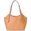 【COACH】コーチ ぺブルレザー メドウ ロゴ ジップ トップ ショルダーバッグ ライトサドル〔日本未発売〕