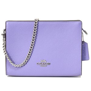 画像1: 【COACH】コーチ ぺブルレザー スリム ロゴ チェーン クロスボディ 2way クラッチ 斜め掛け ショルダーバッグ ライトバイオレット（日本未発売）